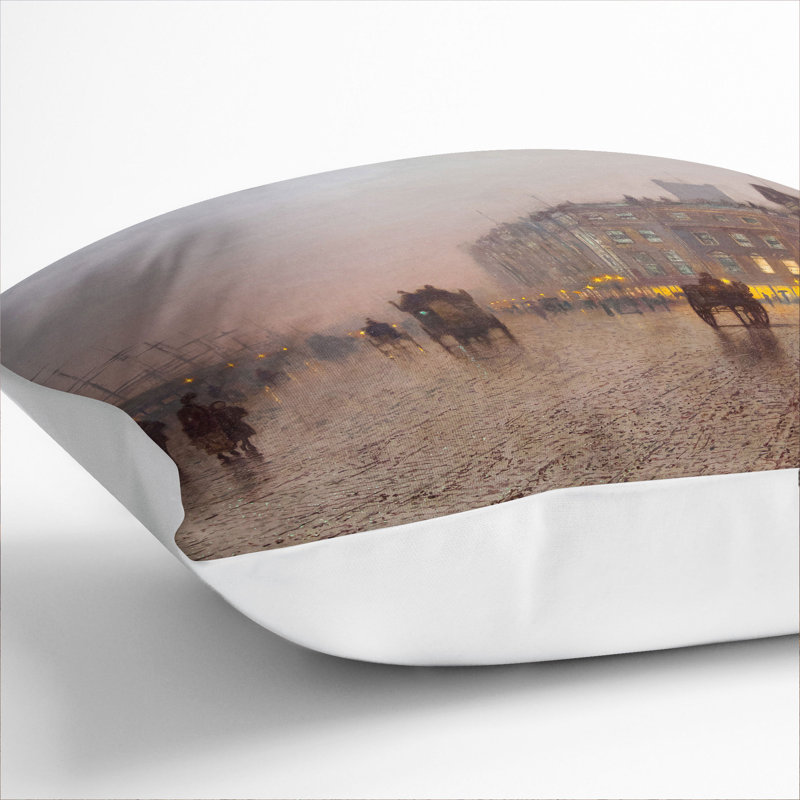 Street Scene Square Throw Cushion, White, 40cm H x 40cm W x 15cm D
