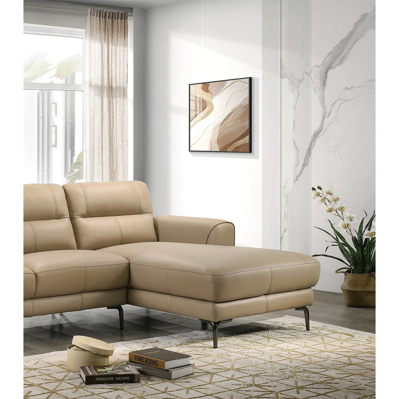 Ensemble de canapé modulaire en cuir taupe 2 pièces