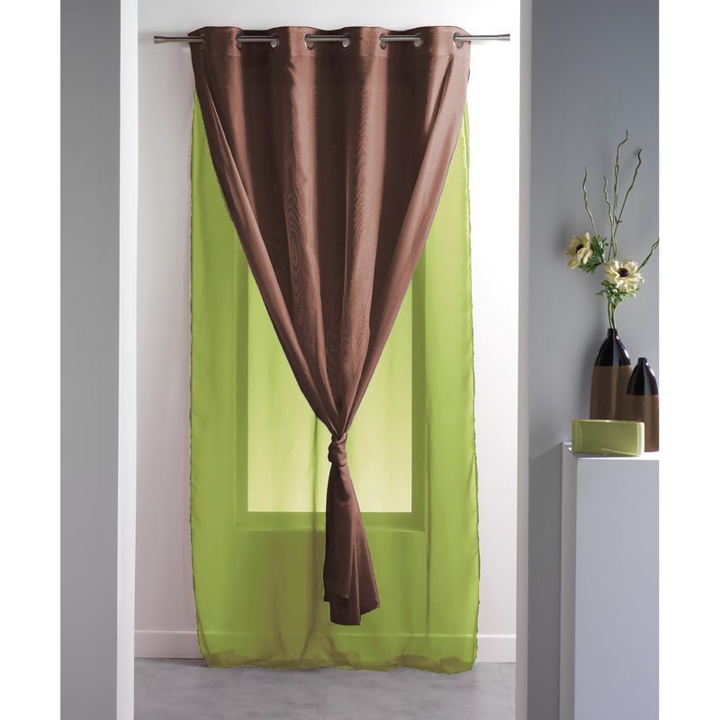 Robin Sheer Single Curtain Panel, Light Green / White
