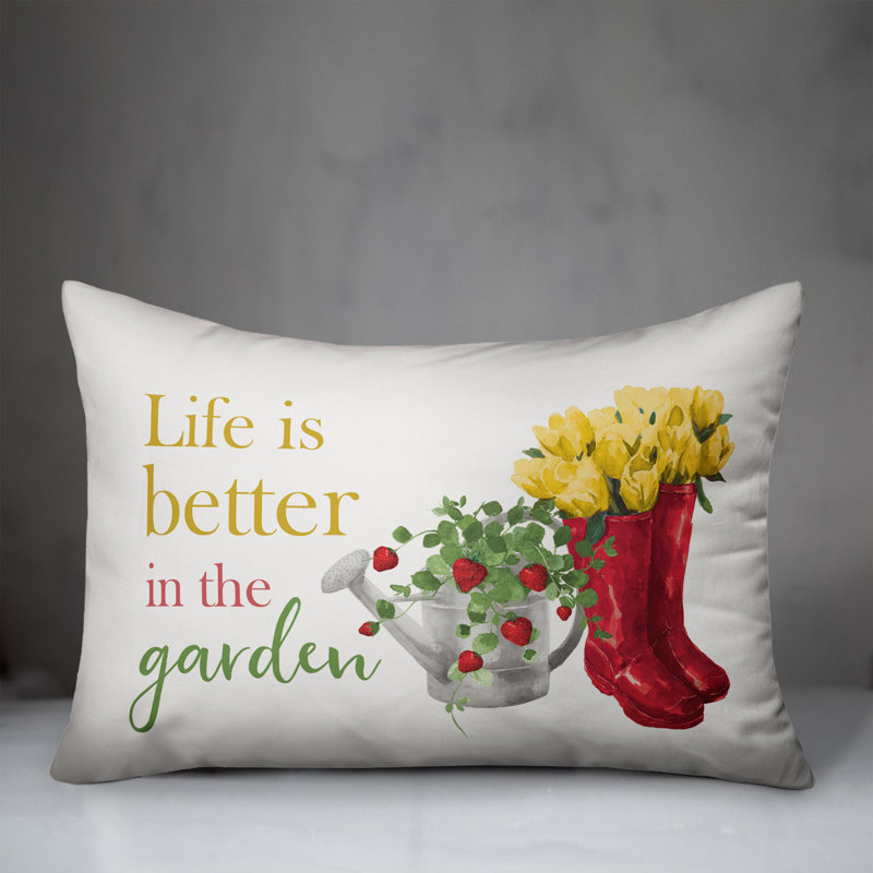  Housse de coussin et insert rectangulaire Life Better in Garden