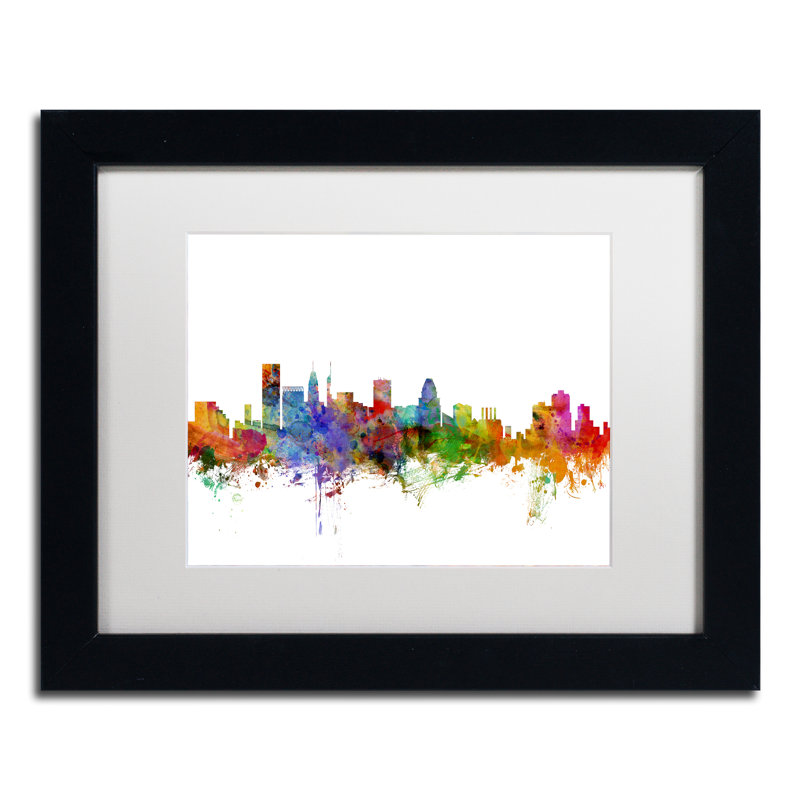 Baltimore maryland horizon, impression encadrée, H 16 po x l 20 po x P 0,5 po, Blanc