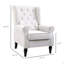 Fauteuil d'appoint capitonné à boutons avec haut dossier à oreilles, accoudoirs rembourrés arrondis et siège rembourré épais, blanc crème-284058371