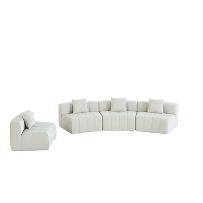 Canapé modulaire courbé en chenille avec 4 coussins, canapé modulaire semi-circulaire courbé et symétrique