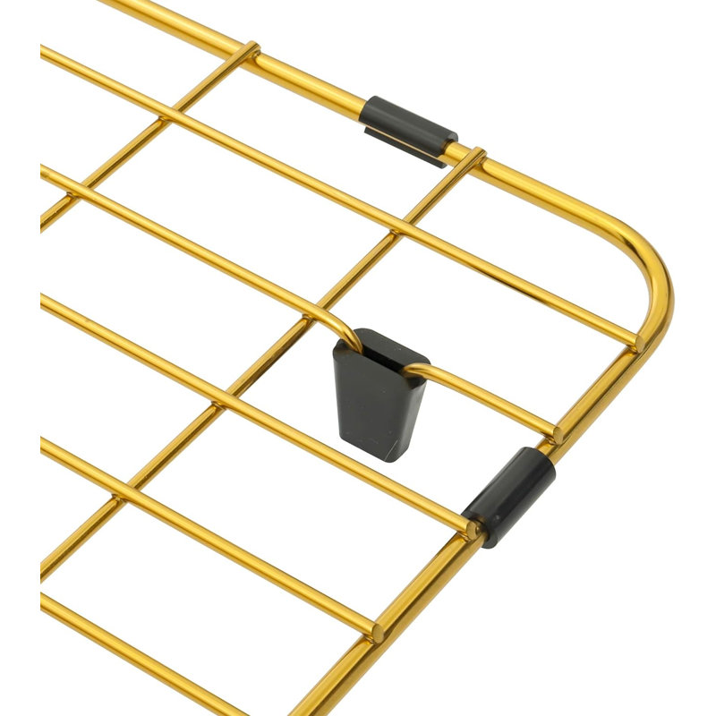 KDK HOME 15.7"W Stainless Steel Grid and Protectors of Single Bowl Kitche Sink with Rear Drain, Gold