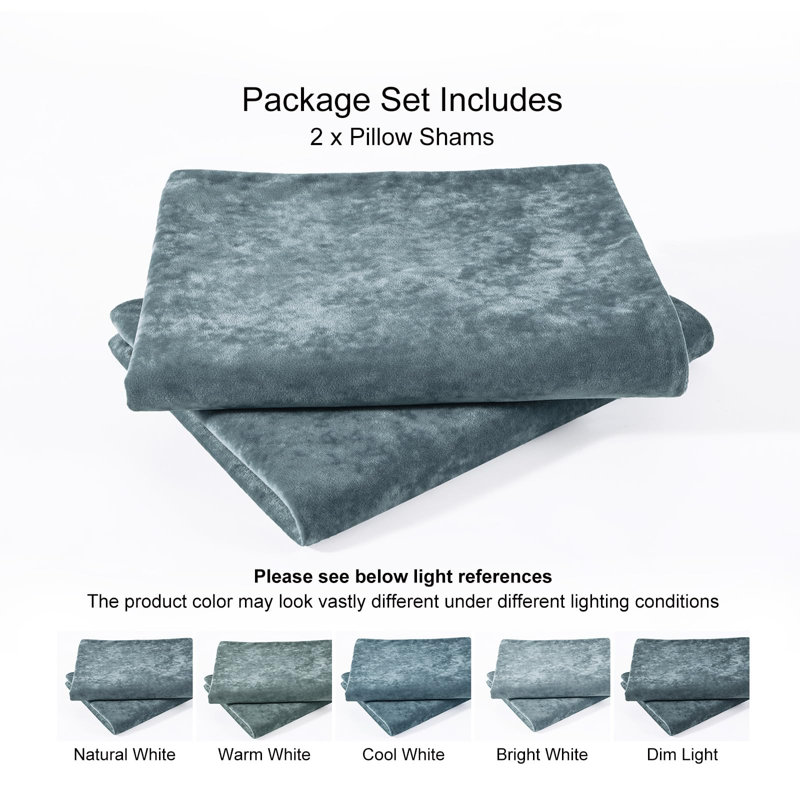 PHF Super Soft Velvet Pillowcases, 2 Pack Luxury Cozy Warm Pillow Shams Covers with Envelope Closure, Stormy Blue, 20x26"