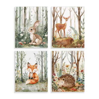  «Baby Animals in Woods», ensemble d'art sur plaque par LSR Design Studio
