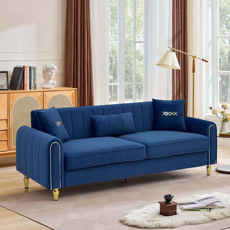 87.6'' Upholstered Sofa, Navy