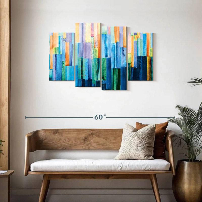 Avery pastel et lignes abstraites bleues, H 27 po x l 43 po