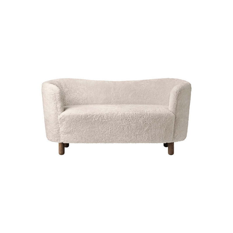Mingle Loveseat, Sheepskin Moonlight, Natural Oak