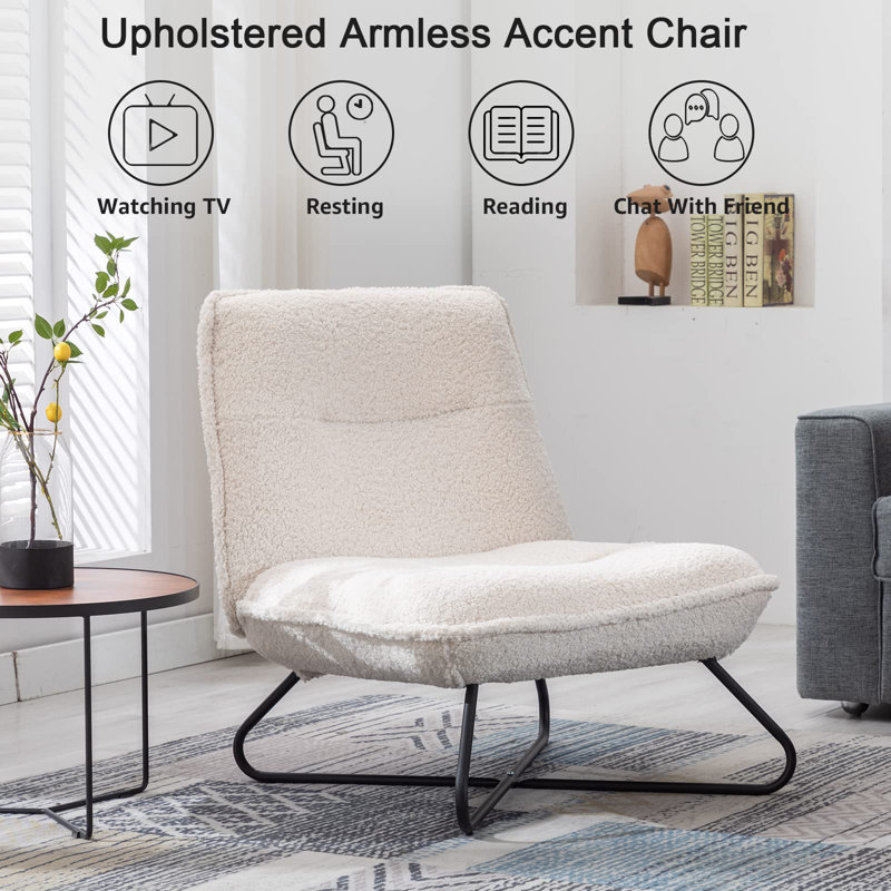 Cerre Upholstered Accent Chair with Footstool, White