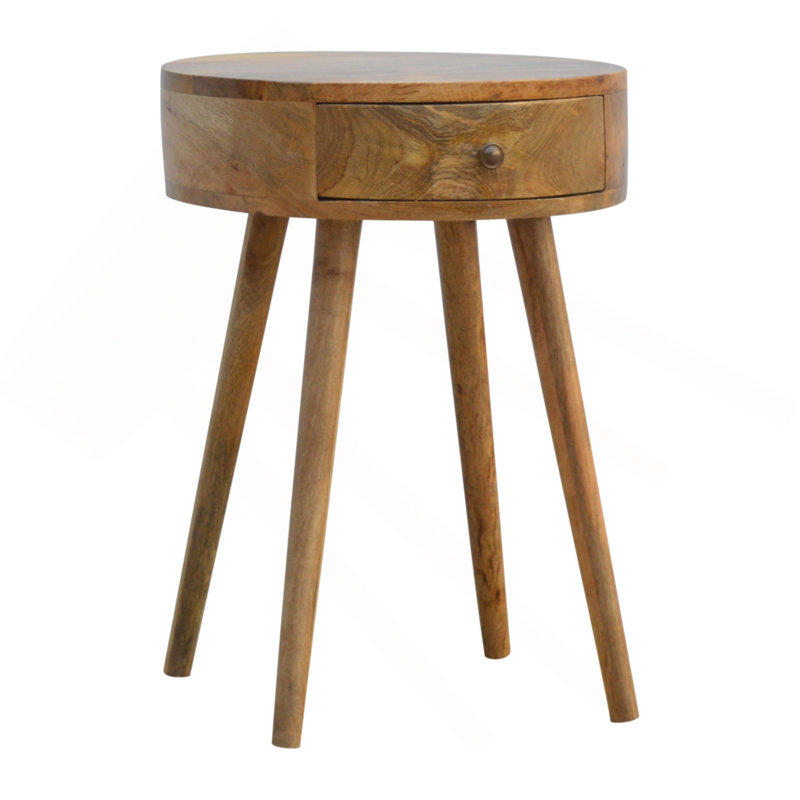 Nordic Circular Shaped Bedside, 1-Drawer, Oak, Oak