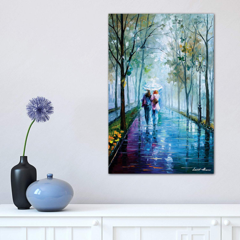 Reproduction d’art sur toile tendue, "promenade brumeuse" par Leonid Afremov, Toile tendue, H 18 po x l 12 po x P 1,5 po