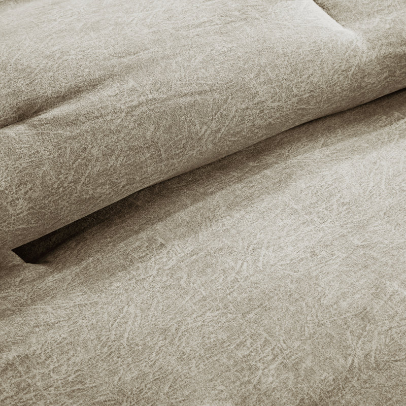 Tan Queen Faux Suede 7-Piece Comforter Set