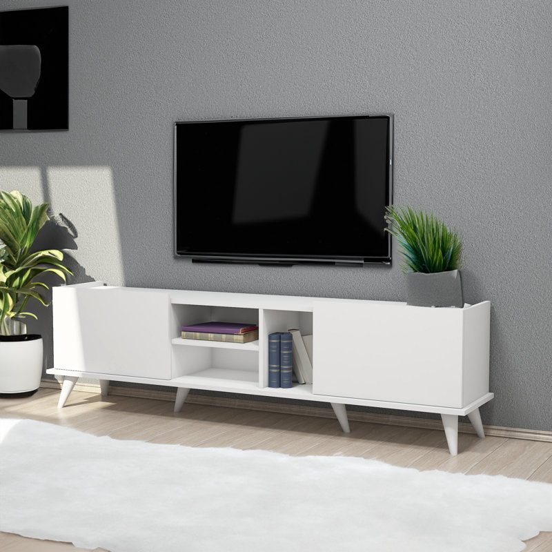 Meuble télé blanc pour téléviseur de 78 po ou moins