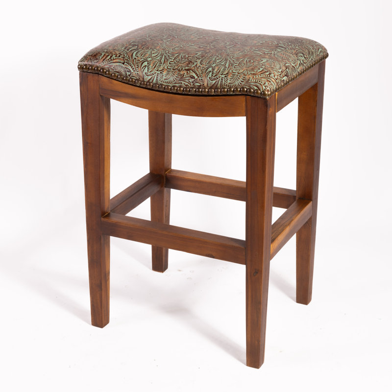 Genson Bar Stool, Counter Stool (26" Seat Height), Saddle White Croc