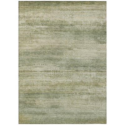 Machine Washable Indoor/Outdoor Xhevrie Aloe Rug