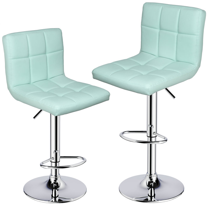 Ludmil Swivel Adjustable Height 32.5" Bar Stool, 2, Green