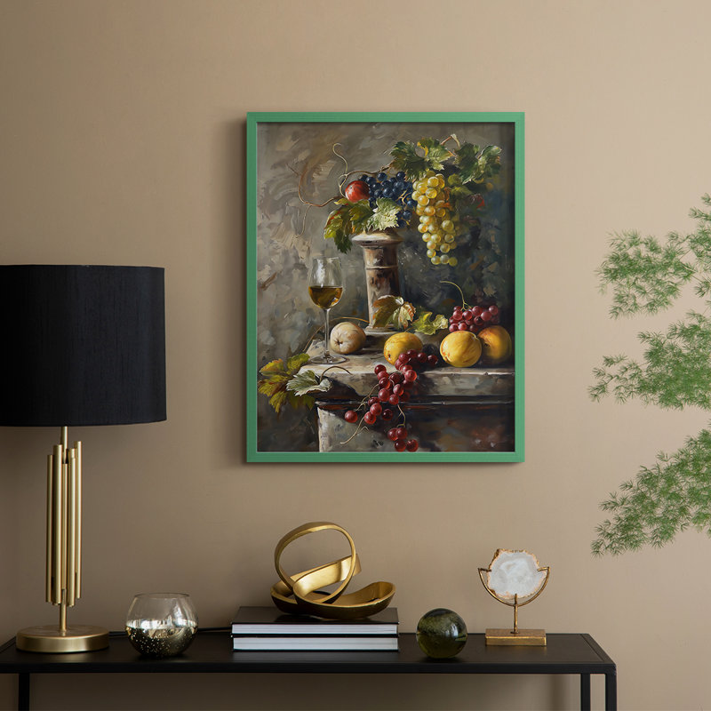 Reproduction encadrée FLORAL Series DCCxxxi - bois massif, H 21 po x l 17 po, Vert