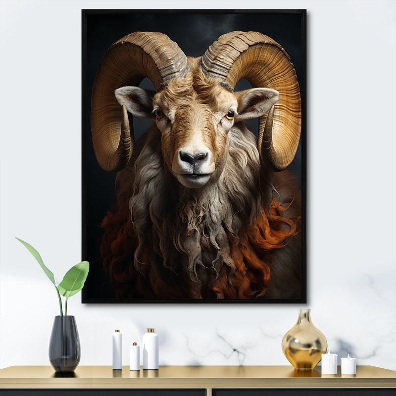 " Sheep Majestic Ram I ", Black Floater Framed, 44" H x 34" W x 1.5" D