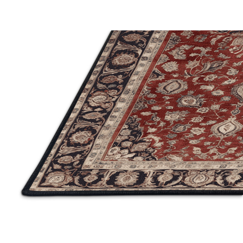 Tapis persan noir lavable à la machine, Rectangle 2 pi x 3 pi
