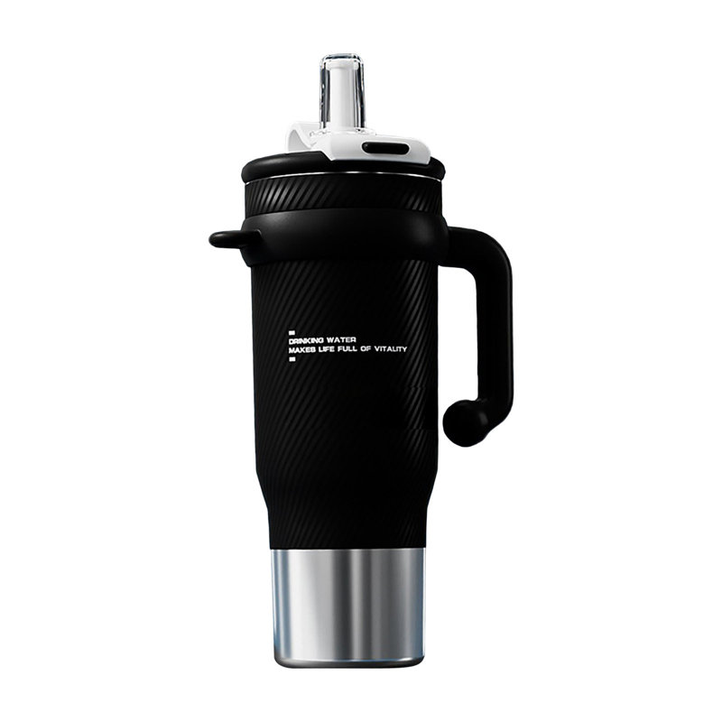 Gobelet isotherme 40 oz avec poignée Iceberg Cup en acier inoxydable grande capacité, Noir, noir, noir, noir