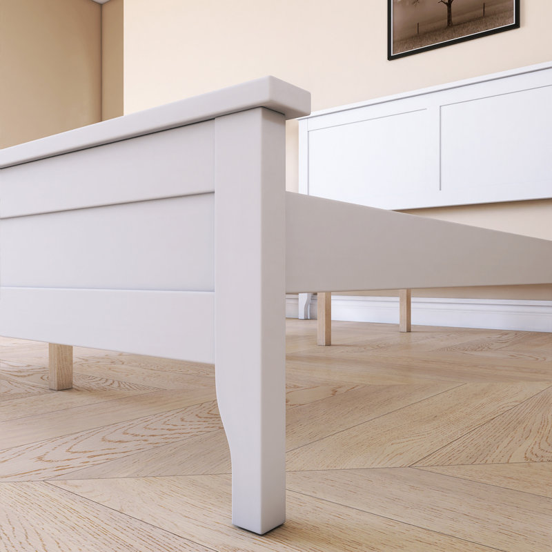 Wood Frame Modern Platform Bed, White