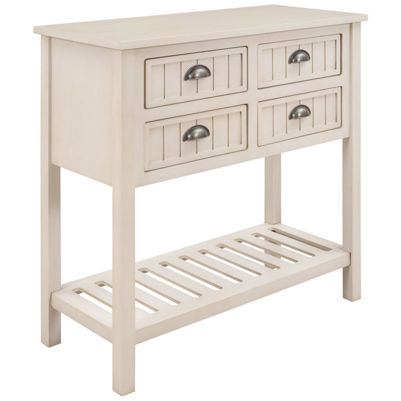 Aubriana 31.7'' Solid Wood Console Table, Retro Gray