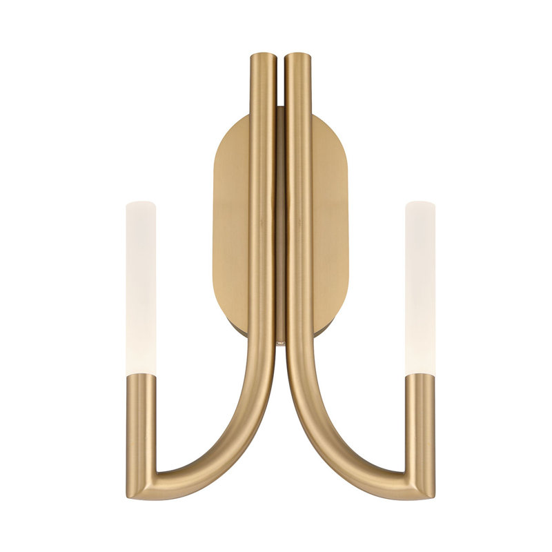 Olette, Wall Sconce, 2-Light, 17", Frosted Acrylic, Gold