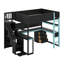 Lit mezzanine avec bureau Gaming, cadre de lit de rangement en bois avec escalier de rangement, panneau perforé, tablettes et tiroirs, lit de jeu multifonctionnel-1415142040-1415142046