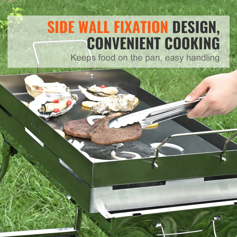 Stainless Steel Rectangular Double Burner Griddle with Handles