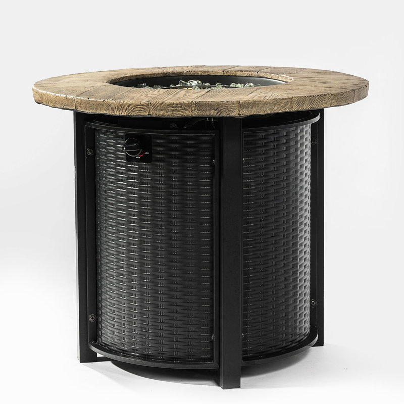 30inch Outdoor Fire Table With Propane, Tabletop, Automatic Shut-off Valve, 40000btu Heat, Includes Rain Cover & Lava Rocks For Patio Propane Construction, Gatherings