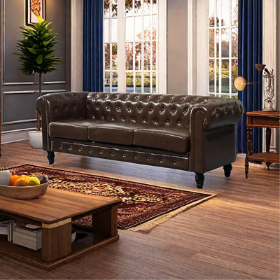 Coussin de salon brun à 3 places, tissu court et doux, ergonomique, pieds dorés pour passer l'aspirateur, décoration moderne et rembourrée, siège lavable amovible, tapis approprié