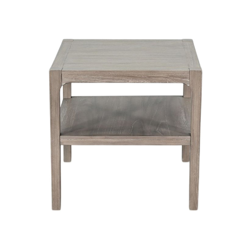Table d'appoint latérale avec tablette inférieure, plateau carré de 24 pouces, brun naturel