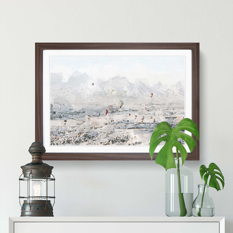 Hot Air Balloons over Turkey in Abstract - Picture Frame Graphic Art Print, 62cm H x 87cm W x 2cm D, Walnut Framed