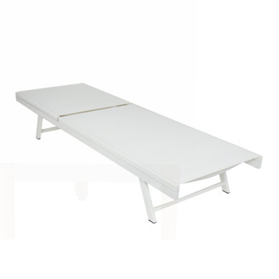Outdoor Chaise Lounge Set of 2 with 5-Position Adjustable Backrest, Durable White Steel Frame and Textilence Seat for Patio and Poolside