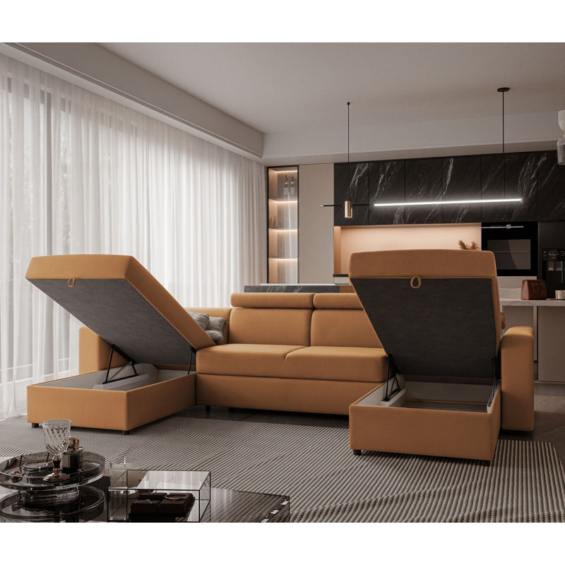 5 Seater Sofa Bed, Orange