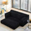 Canapé-causeuse avec mousse à mémoire de forme et structure en acier - sans assemblage, conception convertible 2-en-1, tissu en velours côtelé - canapé compact pour les petits espaces, les appartements, le bureau à domicile et la chambre à coucher (noir)-708000092