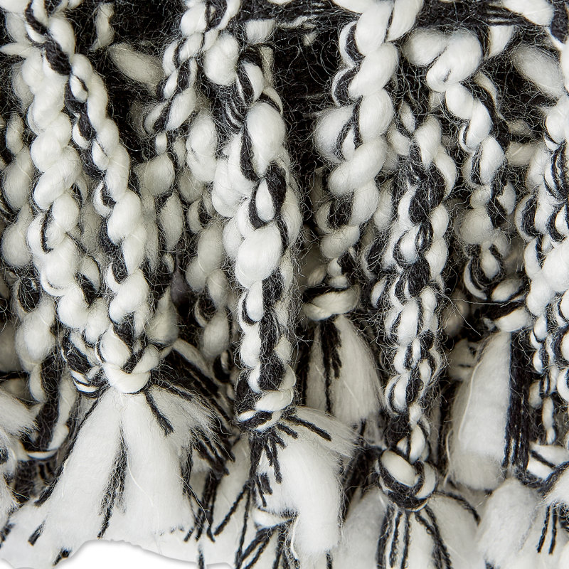 Jeté en acrylique texturé, Noir / Blanc