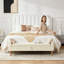Banc de rangement rembourré de 65,94 po avec deux coussins et accoudoirs, banc de bout de lit avec pieds en bois massif pour le salon, la chambre à coucher et le vestibule-331221799