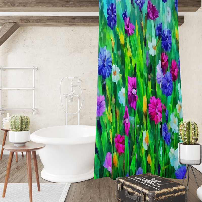 Floral Shower Curtain, 93" H x 70" W