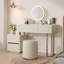  Ensemble de meuble-lavabo en bois massif 57 po avec miroir éclairé et tabouret en similicuir Theopal