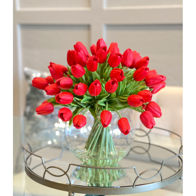 Arrangement floral moderne 60 tulipes, Rouge