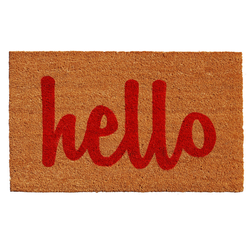 Carlaysia Non-Slip Outdoor Doormat, Rectangle 1'5" x 2'5", Tan/Red