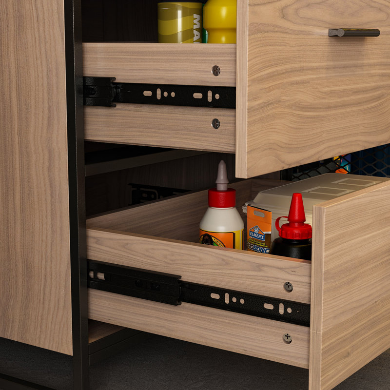 Heavy-Duty Garage Workbench With Ample Storage & Reinforced Countertop, Black/Beige