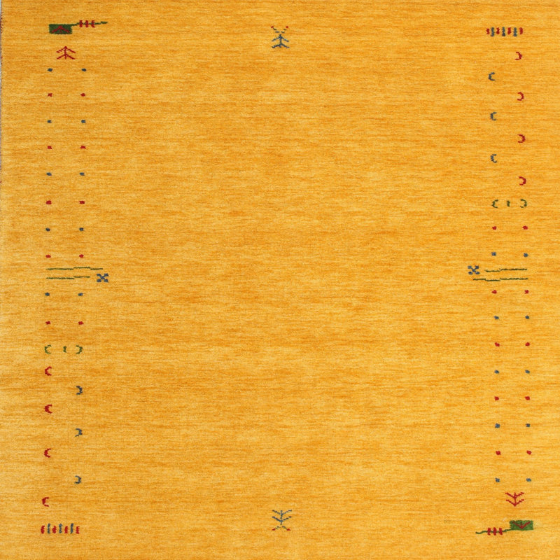 Tapis de zone jaune contemporaine, Carré 7 pi