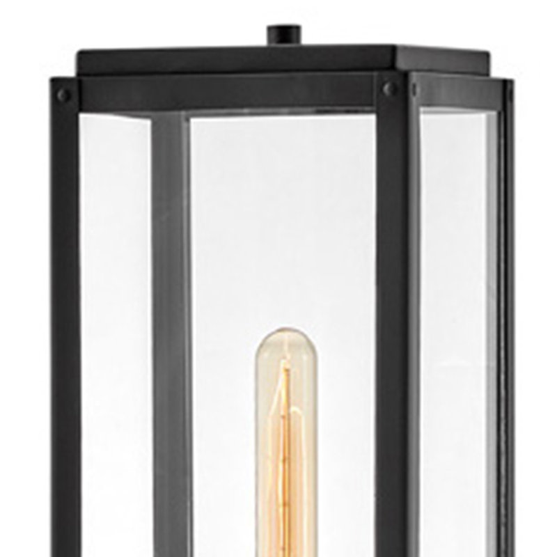 Caliana Modern 18.5" Outdoor Post Light with Large Clear Glass Panels, Black, 18.5" H x 6" W x 6" D