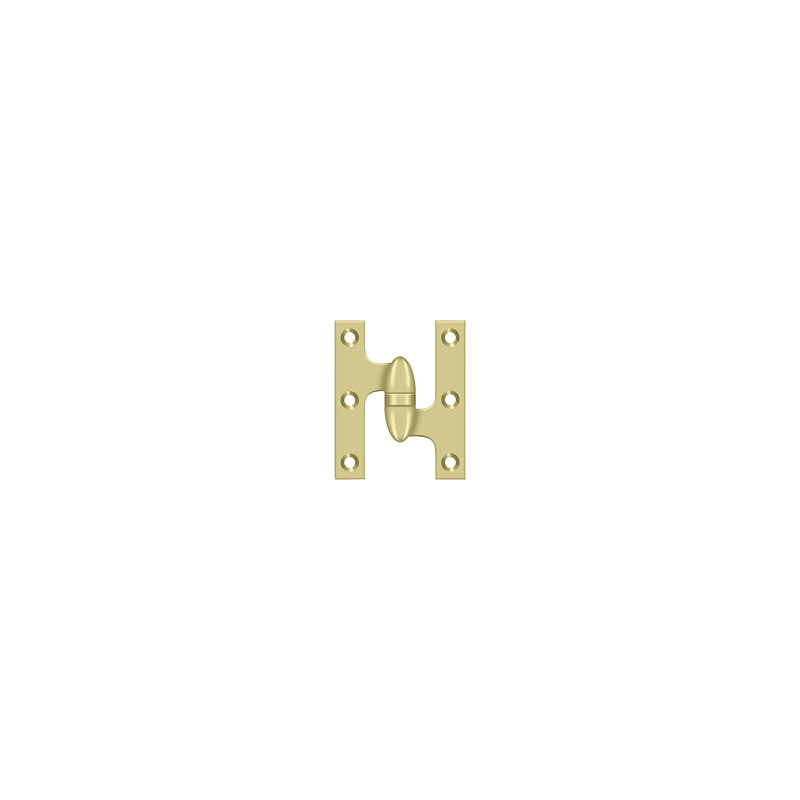 Deltana OK3025B3UNL-R 3" x 2-1/2" Right Hand Olive Knuckle Hinge; Unlacquered Bright Brass Finish