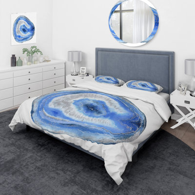 Géode minérale bleu foncé - ensemble de housse de couette moderne - polyester microfibre