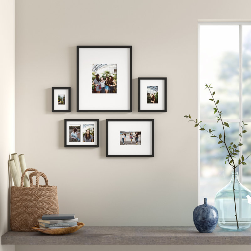 Kinde Matte Picture Frame - Set of 5 with Mat, Black