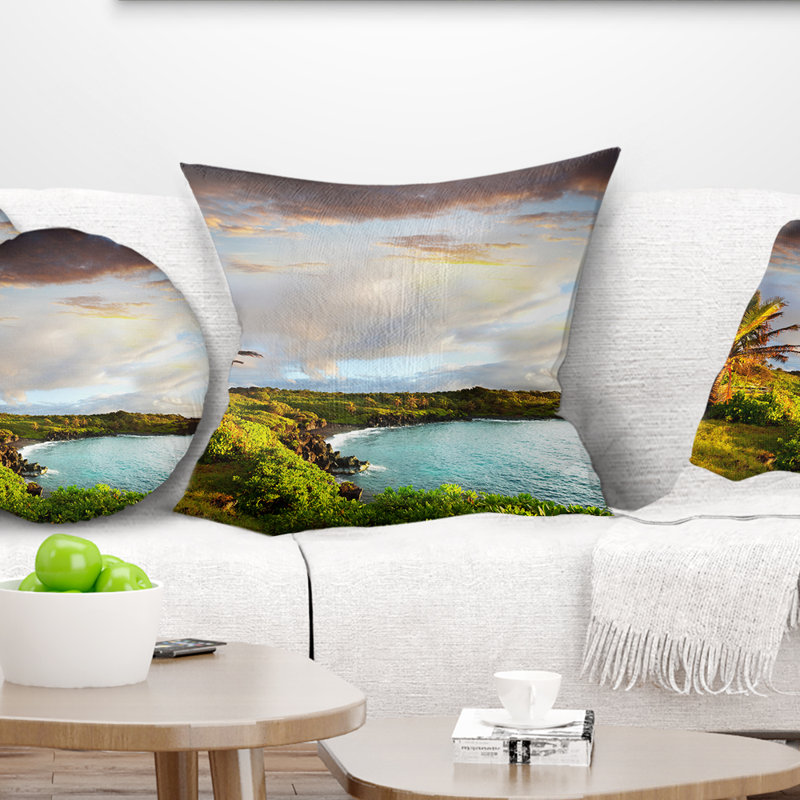 Hawaï, île d'Oahu - coussin à imprimé paysage, 18 po x 18 po, Carré